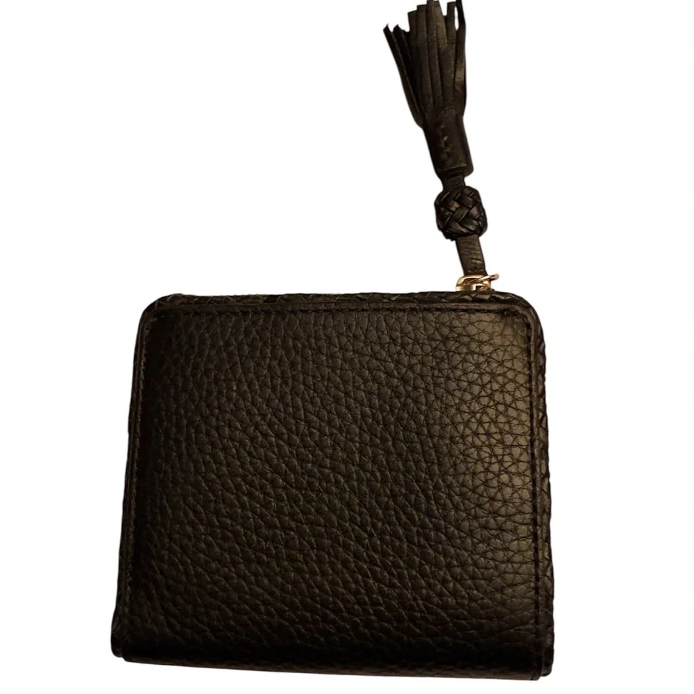 Tory Burch Black Leather Wallet with Tassel